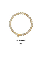 Qingmeng | Natural Golden Rutilated Quartz Bracelet – Wealth & Positive Energy