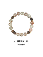 Jijin Huaixu | Black Rutilated Quartz & Agarwood Bracelet – Stability & Good Fortune