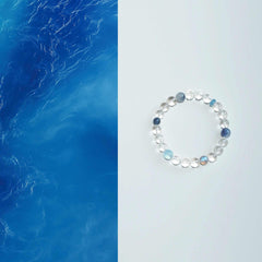 Banxia Lan | High Clarity Clear Quartz & Aquamarine Bracelet – Good Fortune Couple’s Gift