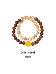 Bamboo Moon | Natural Kuk Dragon Spine Bodhi Bracelet – Double Wrap, Oriental Style