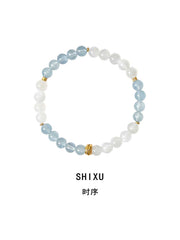 Shixu | Natural Aquamarine & Moonstone Crystal Bracelet – Calm & Intuition
