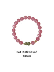 Haitang Hehuan | Pink Kunzite & Green Jade Gourd Bracelet – Love & Harmony