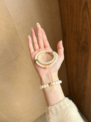 Baiyue Qingzhan | White Bodhi Seed & Hetian Jade Bracelet – Serenity & Balance