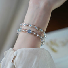 Banxia Lan | High Clarity Clear Quartz & Aquamarine Bracelet – Good Fortune Couple’s Gift