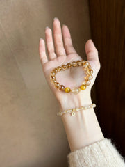 Qingmeng | Natural Golden Rutilated Quartz Bracelet – Wealth & Positive Energy