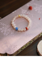 Huaying Chunshi | Pink Chalcedony & Southern Red Agate Bracelet – Love & Warmth