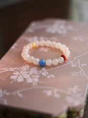 Huaying Chunshi | Pink Chalcedony & Southern Red Agate Bracelet – Love & Warmth
