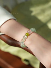 Bankong Yanyu | Premium Green Prehnite & Rose Quartz Bracelet – Healing & Serenity