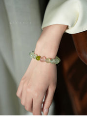 Bankong Yanyu | Premium Green Prehnite & Rose Quartz Bracelet – Healing & Serenity