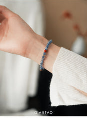 Wuyin | Multi-Gemstone Bracelet with Kyanite, Amber, Agarwood & Southern Red Agate – Connection & Calm