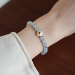 Shuangci | Blue Rutilated Quartz & Enamel Couple Bracelet – Harmony & Love