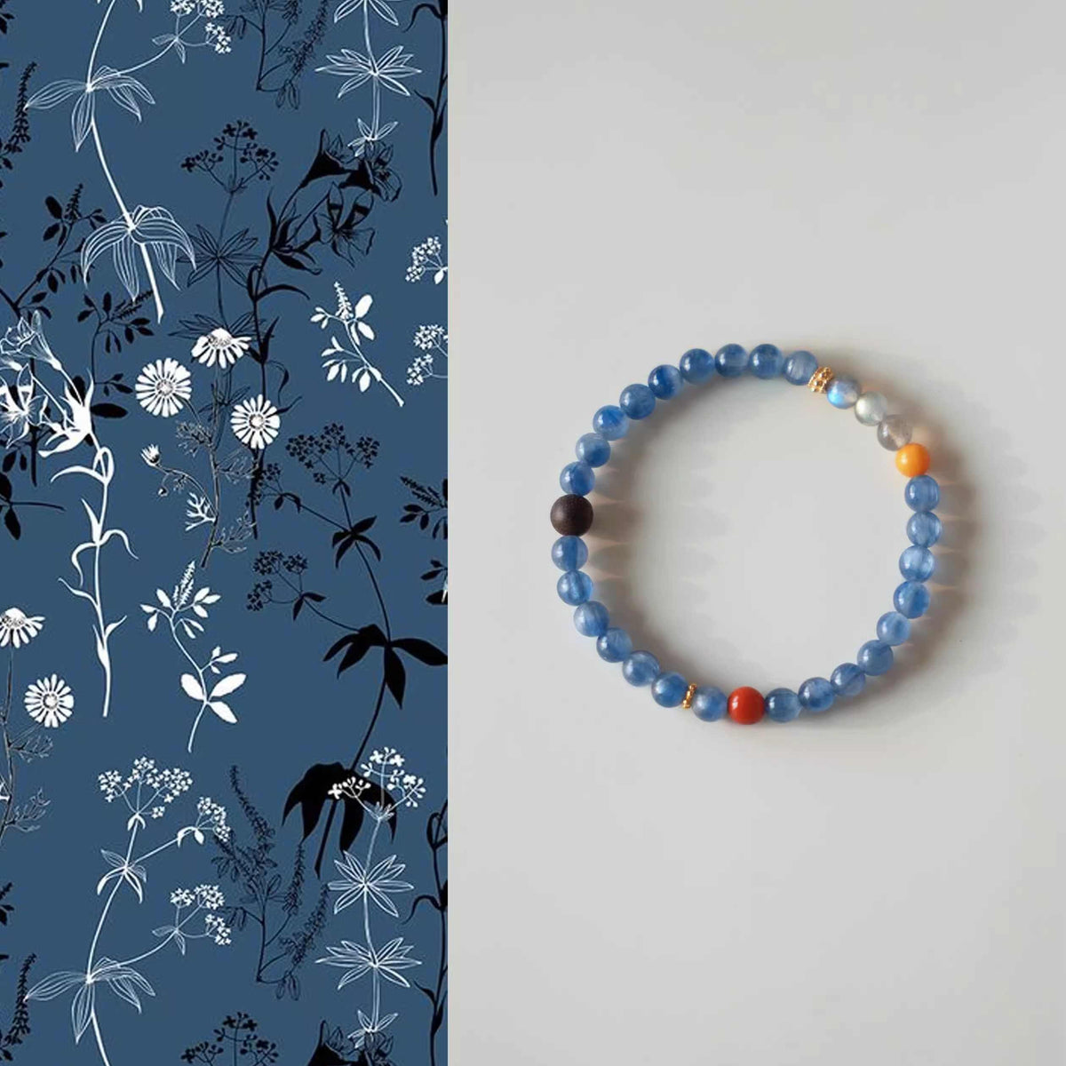 Wuyin | Multi-Gemstone Bracelet with Kyanite, Amber, Agarwood & Southern Red Agate – Connection & Calm