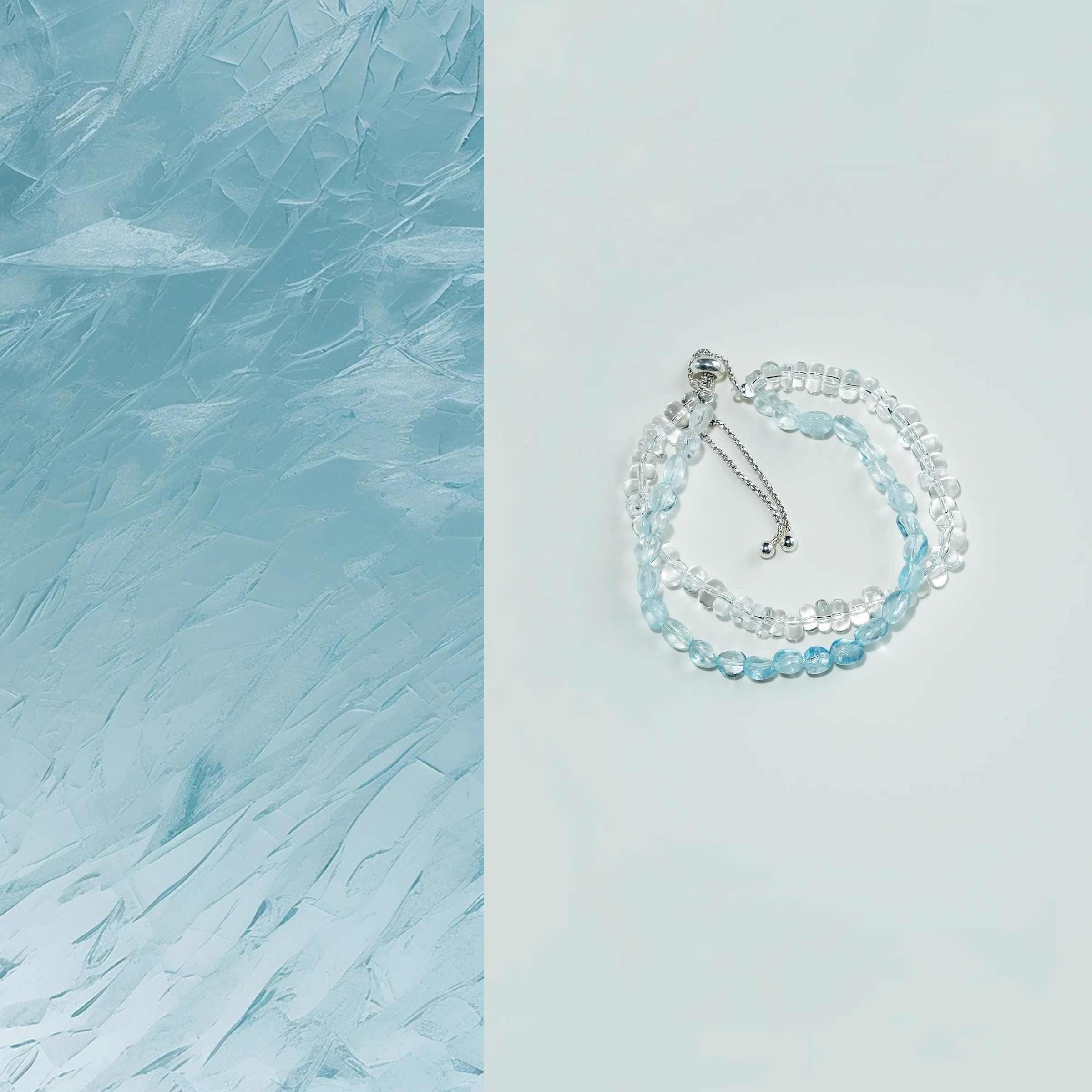 Fengling | Gradient Aquamarine Wrap Bracelet – Calm & Good Fortune