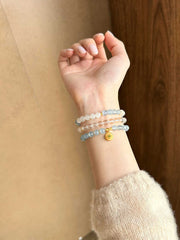 Shixu | Natural Aquamarine & Moonstone Crystal Bracelet – Calm & Intuition