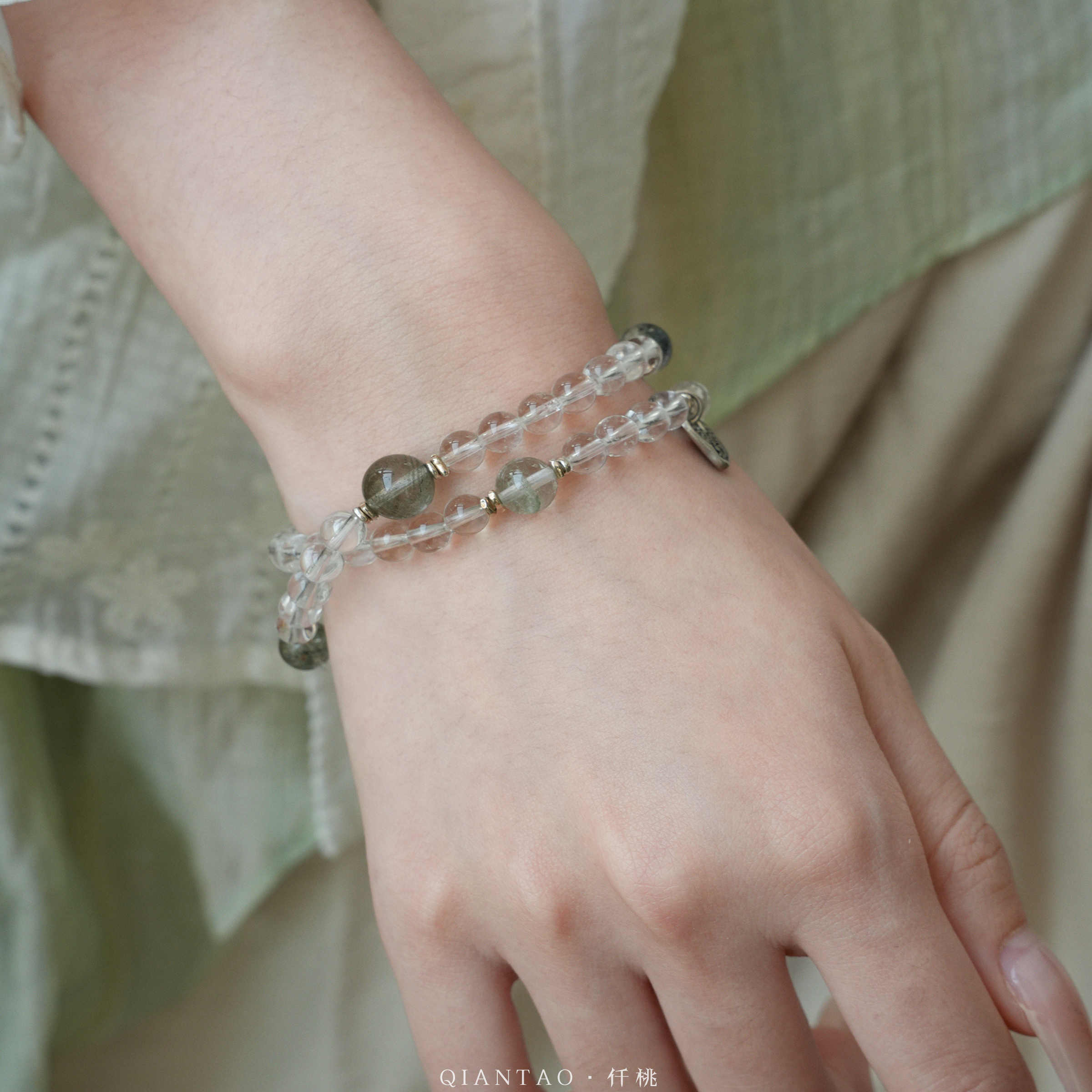 Yanluan | Clear Quartz &amp; Green Phantom Bracelet – Abundance &amp; Clarity
