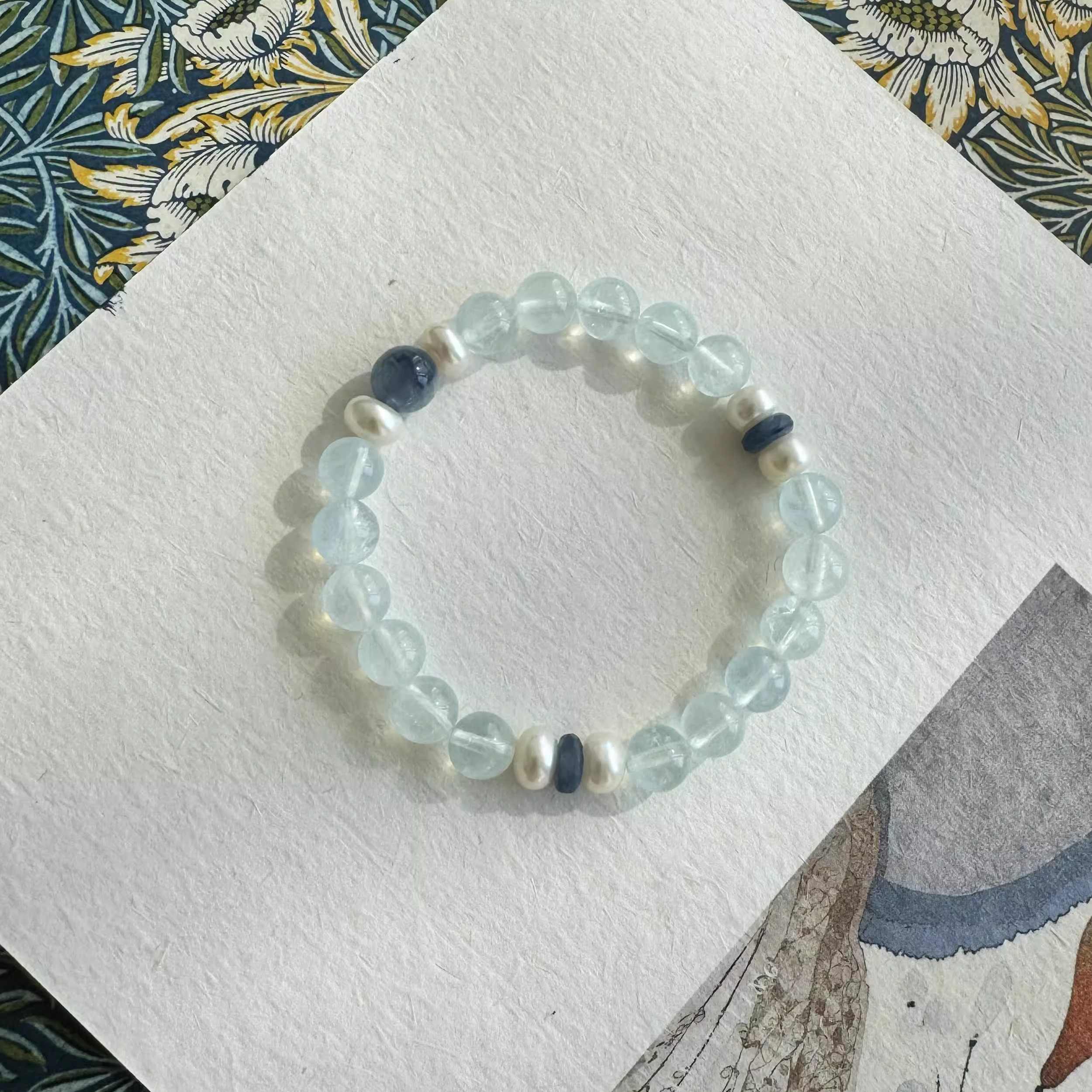 Beimingyu | Aquamarine & Freshwater Pearl Bracelet – Serenity & Grace