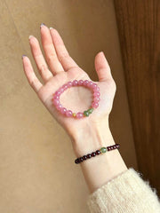 Haitang Hehuan | Pink Kunzite & Green Jade Gourd Bracelet – Love & Harmony