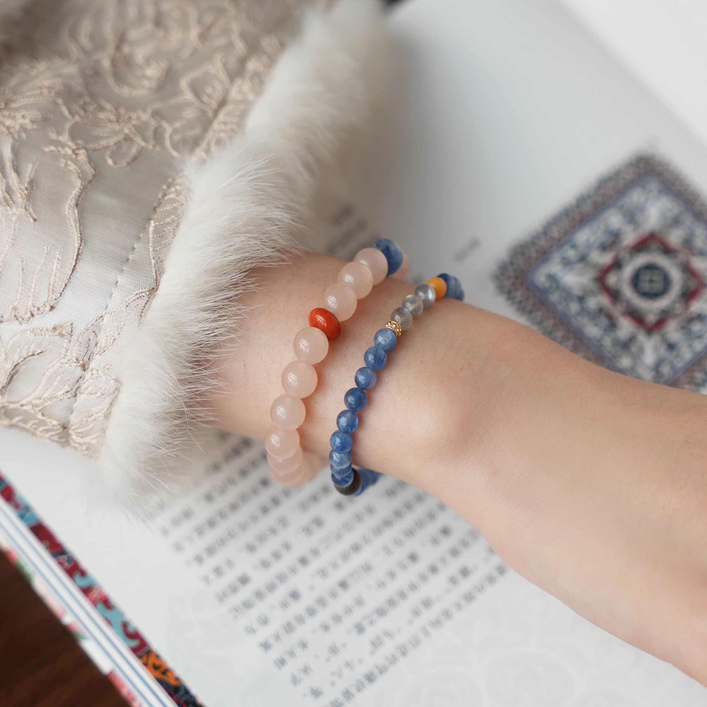 Huaying Chunshi | Pink Chalcedony &amp; Southern Red Agate Bracelet – Love &amp; Warmth