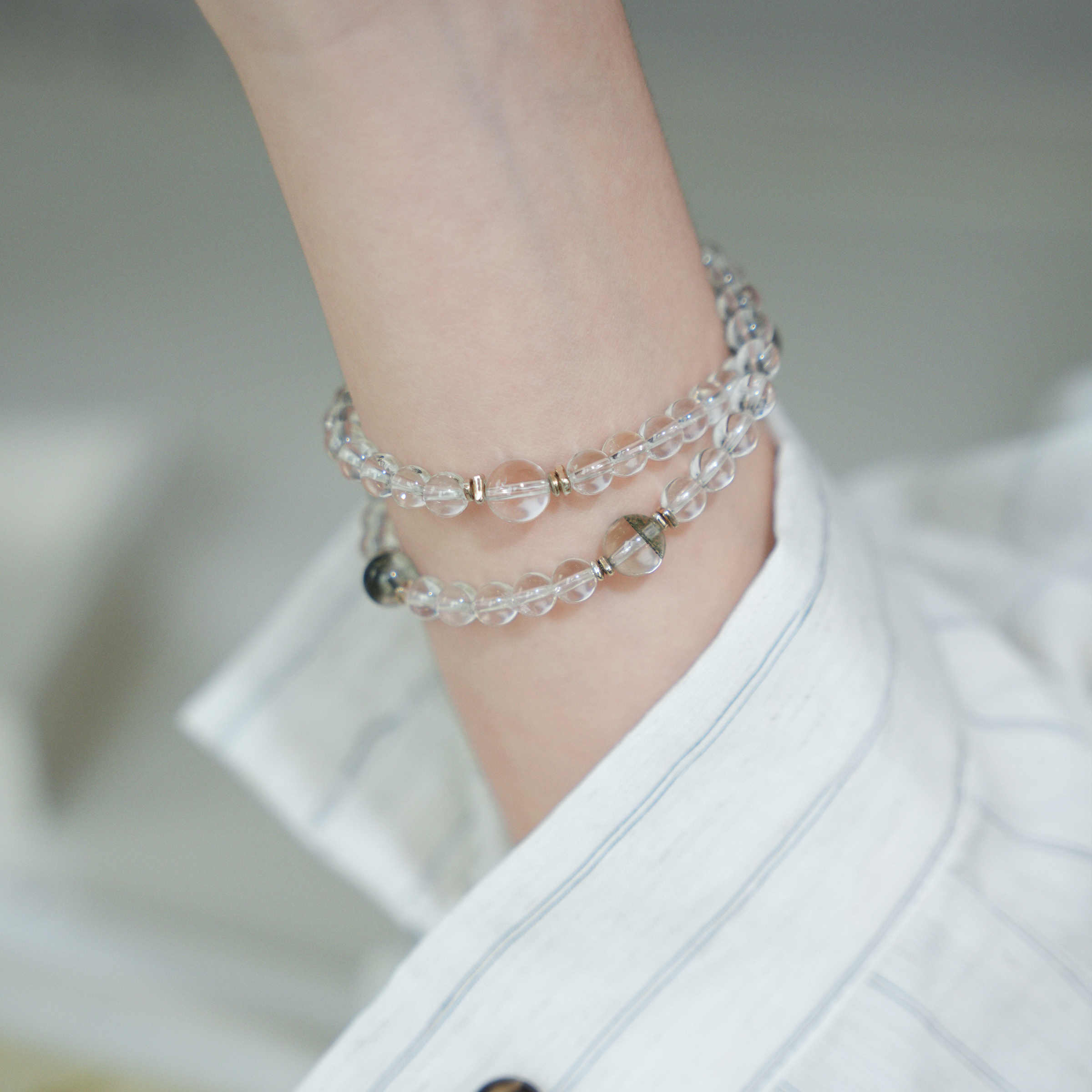 Yanluan | Clear Quartz &amp; Green Phantom Bracelet – Abundance &amp; Clarity