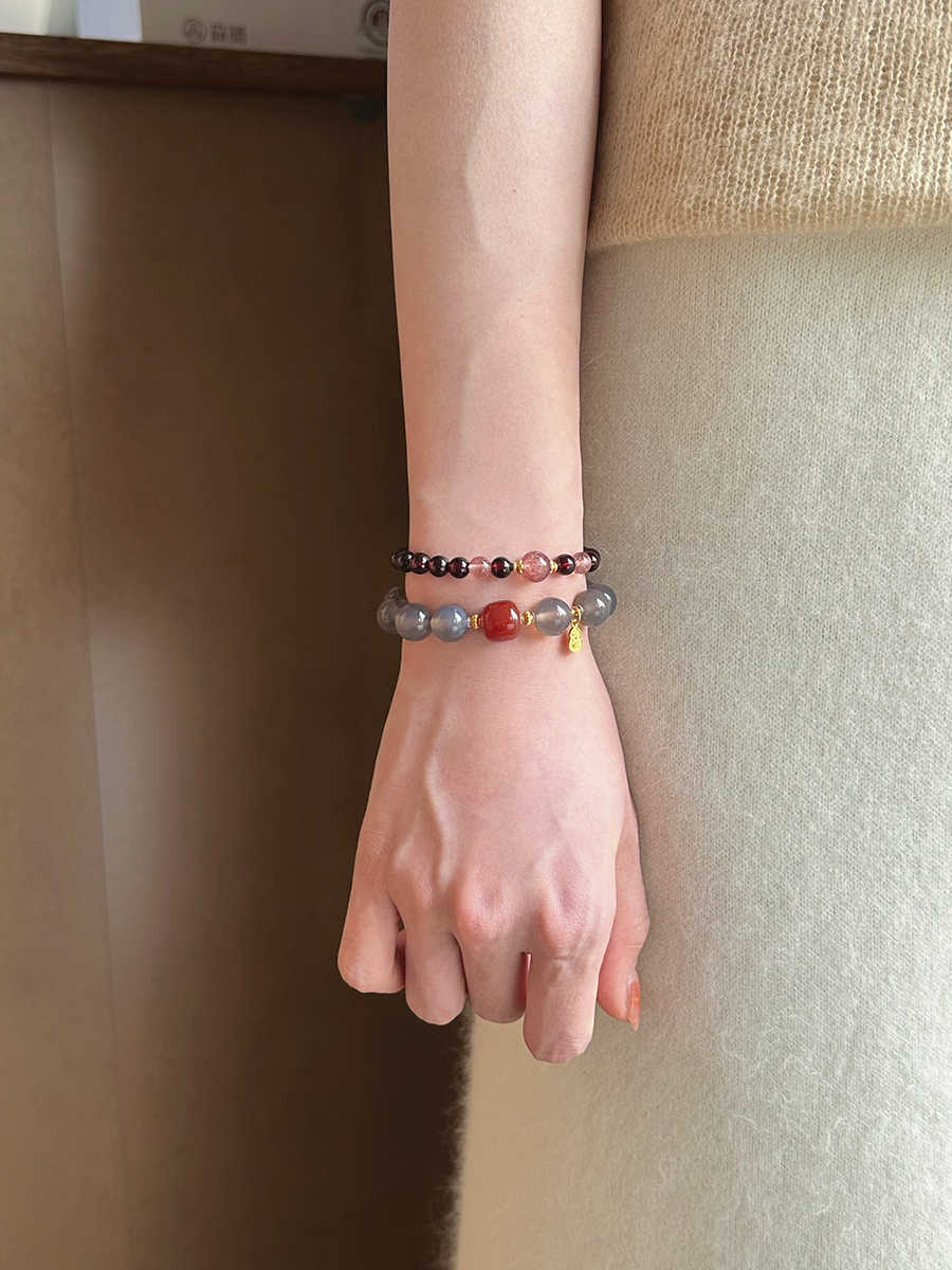 Liyuan | Natural Purple Garnet &amp; Strawberry Quartz Bracelet – Love &amp; Vitality
