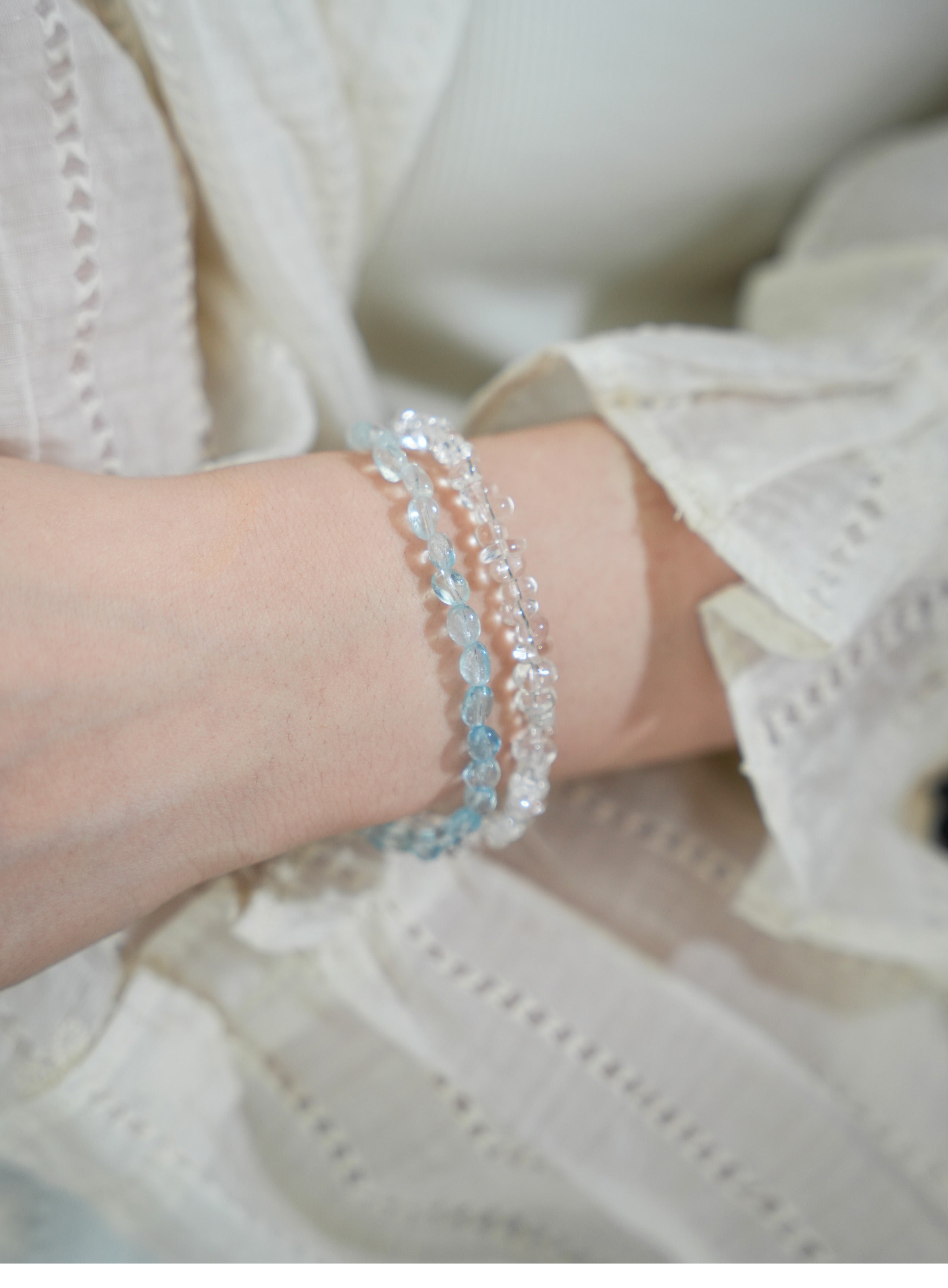 Fengling | Gradient Aquamarine Wrap Bracelet – Calm & Good Fortune