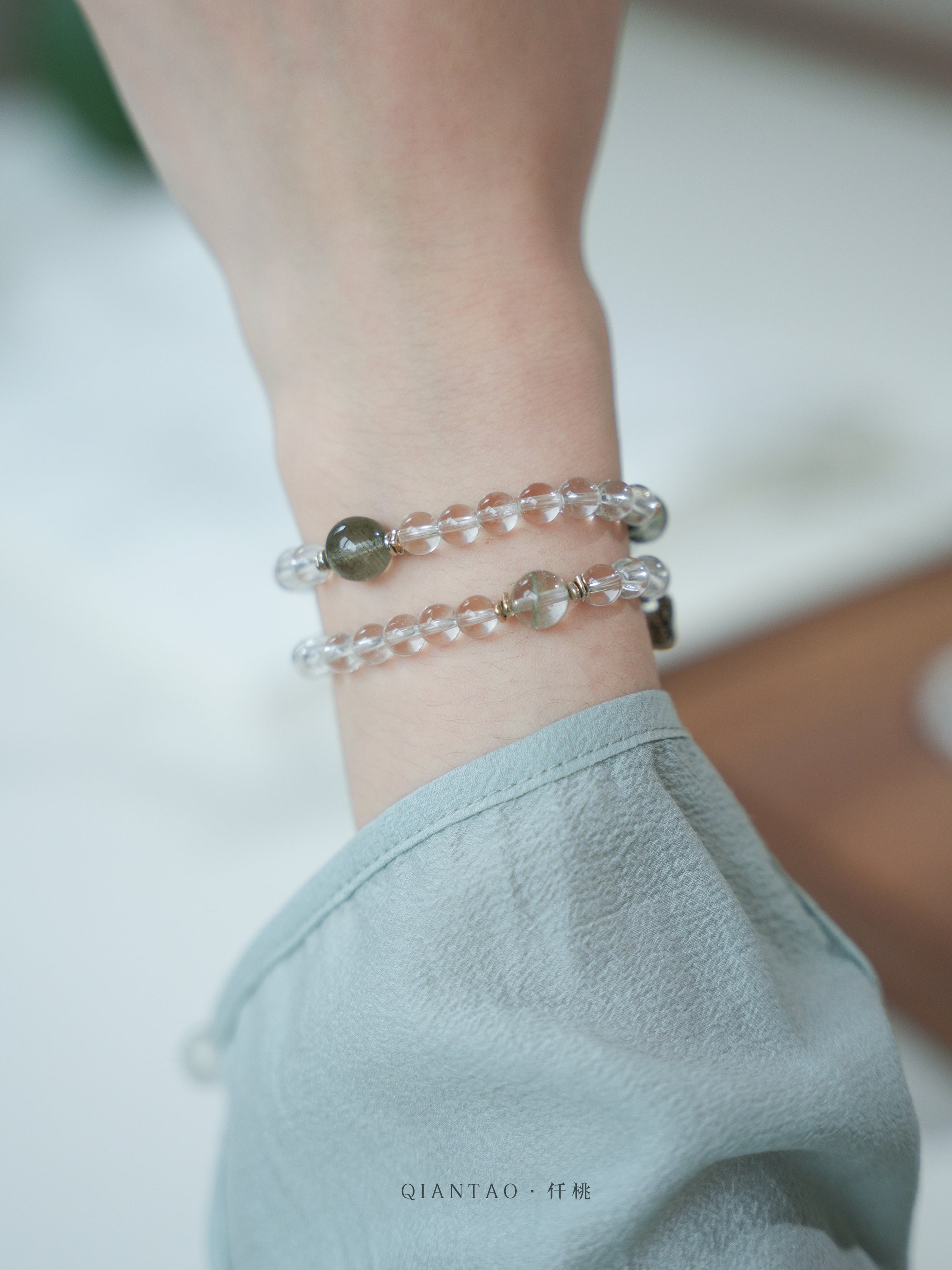 Yanluan | Clear Quartz &amp; Green Phantom Bracelet – Abundance &amp; Clarity