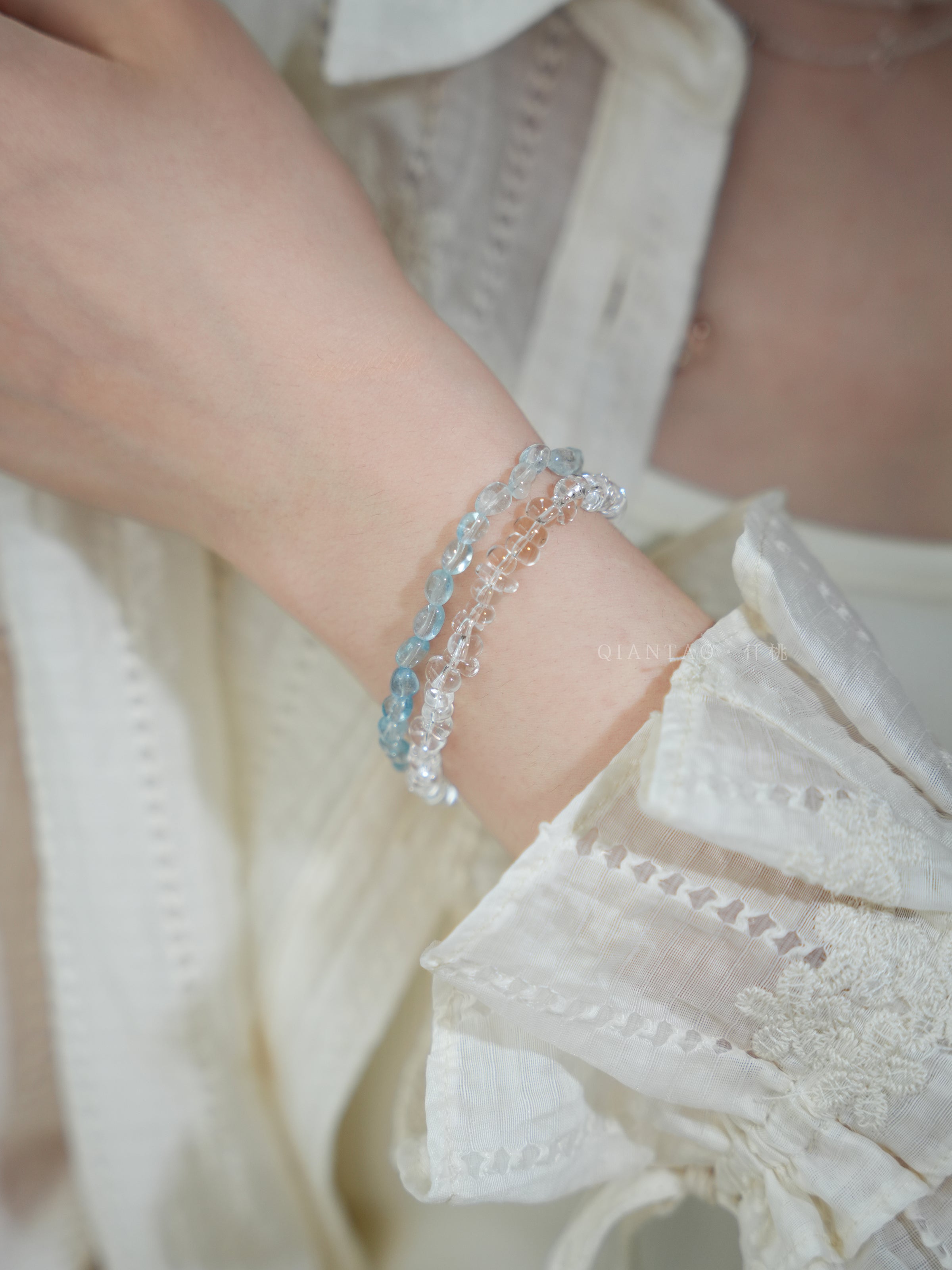 Fengling | Gradient Aquamarine Wrap Bracelet – Calm & Good Fortune