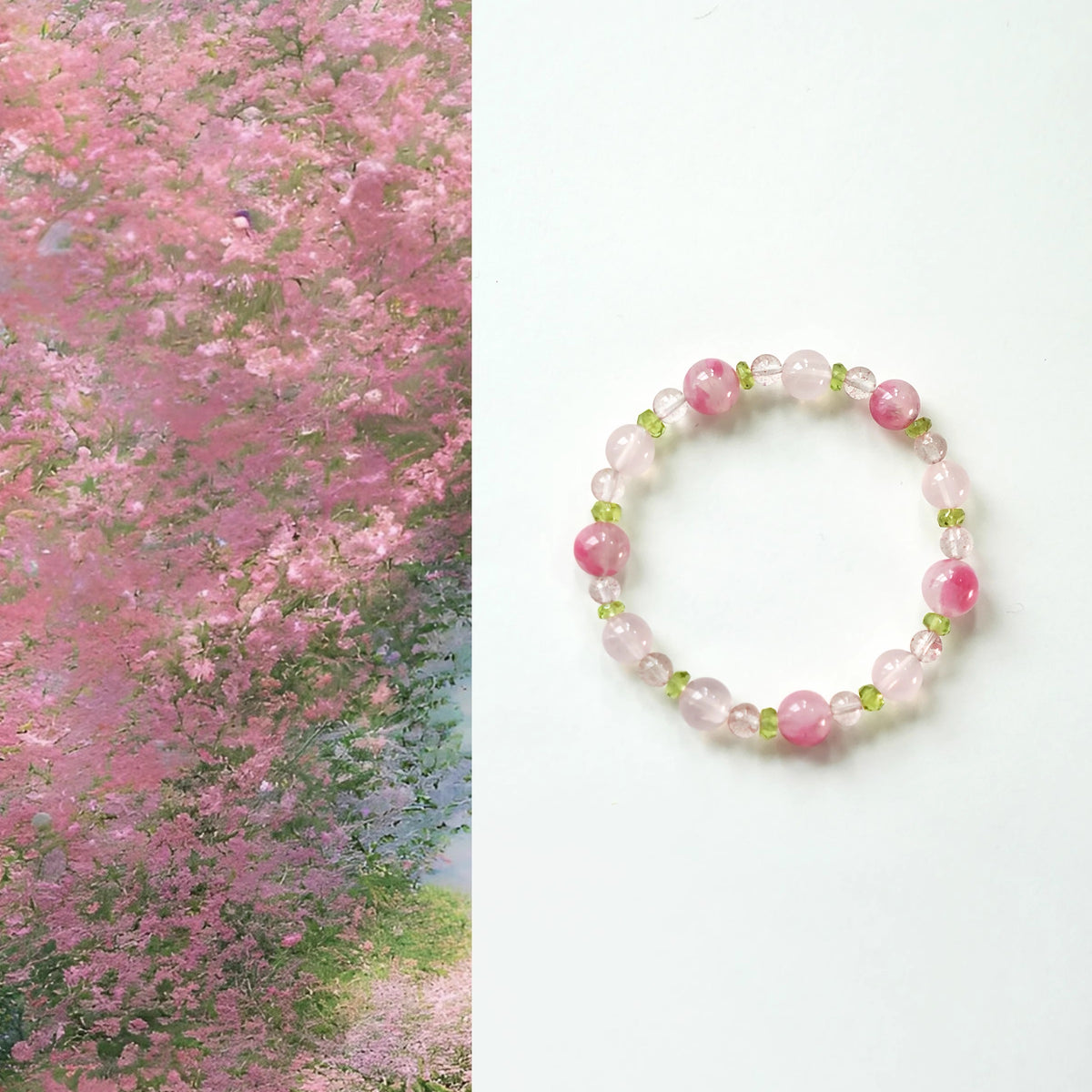 Xunhua | Rhodonite, Rose Quartz & Peridot Bracelet – Love & Renewal