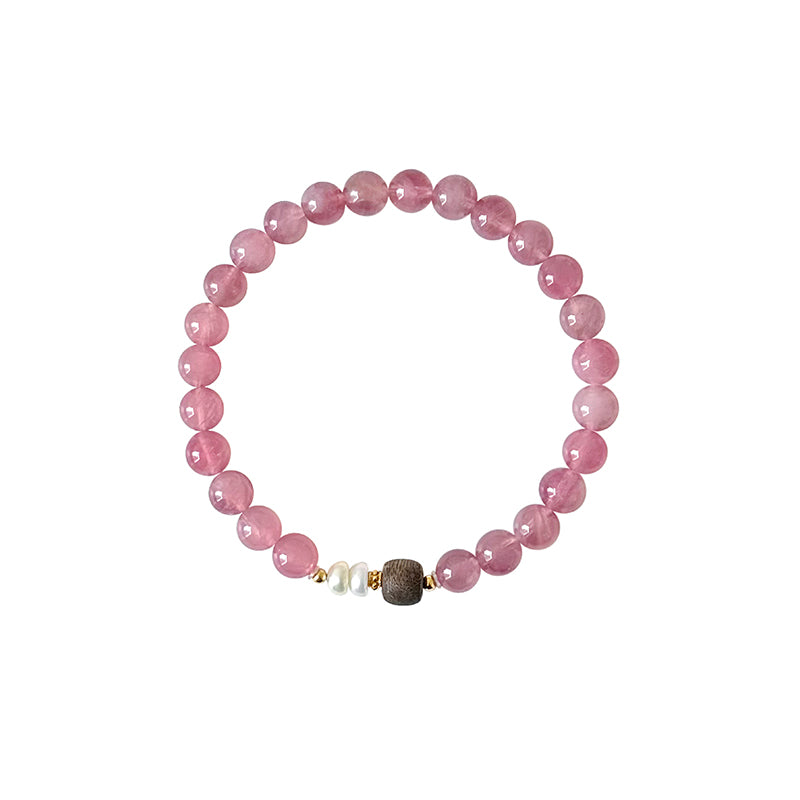 Yuntang | Natural Pink Crystal Bracelet – New Chinese Elegance