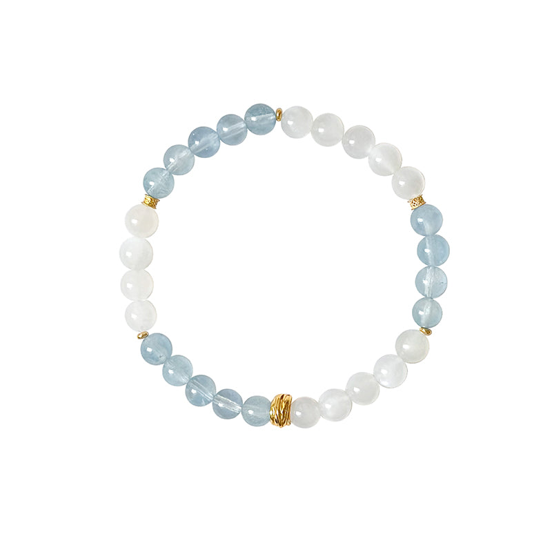 Shixu | Natural Aquamarine & Moonstone Crystal Bracelet – Calm & Intuition