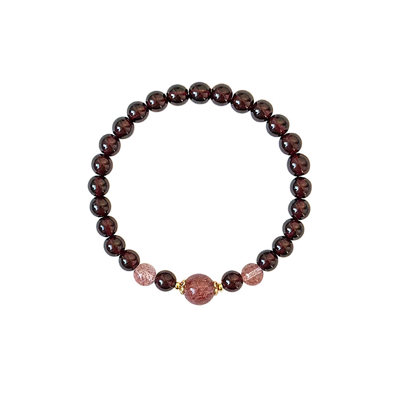 Liyuan | Natural Purple Garnet &amp; Strawberry Quartz Bracelet – Love &amp; Vitality