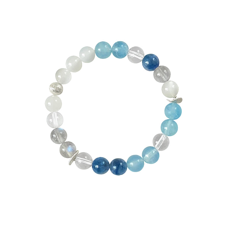 Xiyu | Multi-Gemstone Crystal Bracelet – Aquamarine, Moonstone, Kyanite & Clear Quartz
